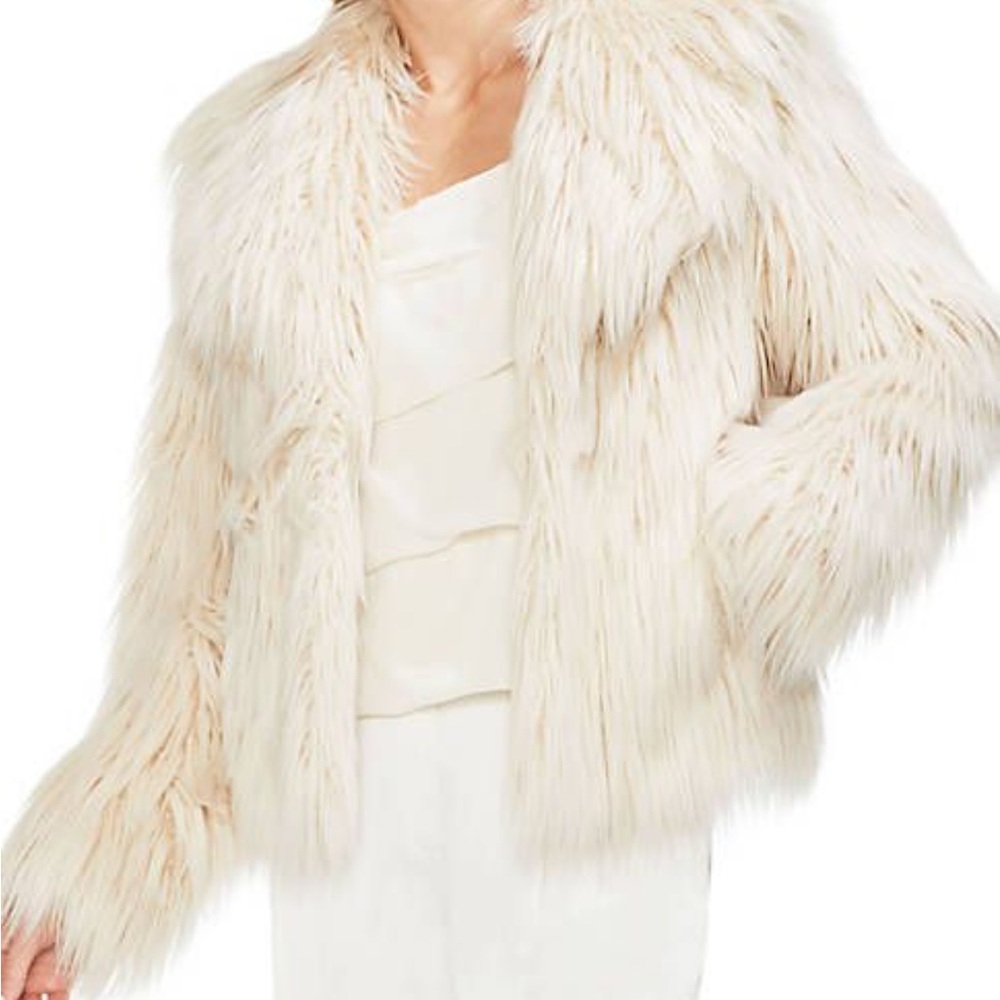Chic Cream Faux Fur Jacket